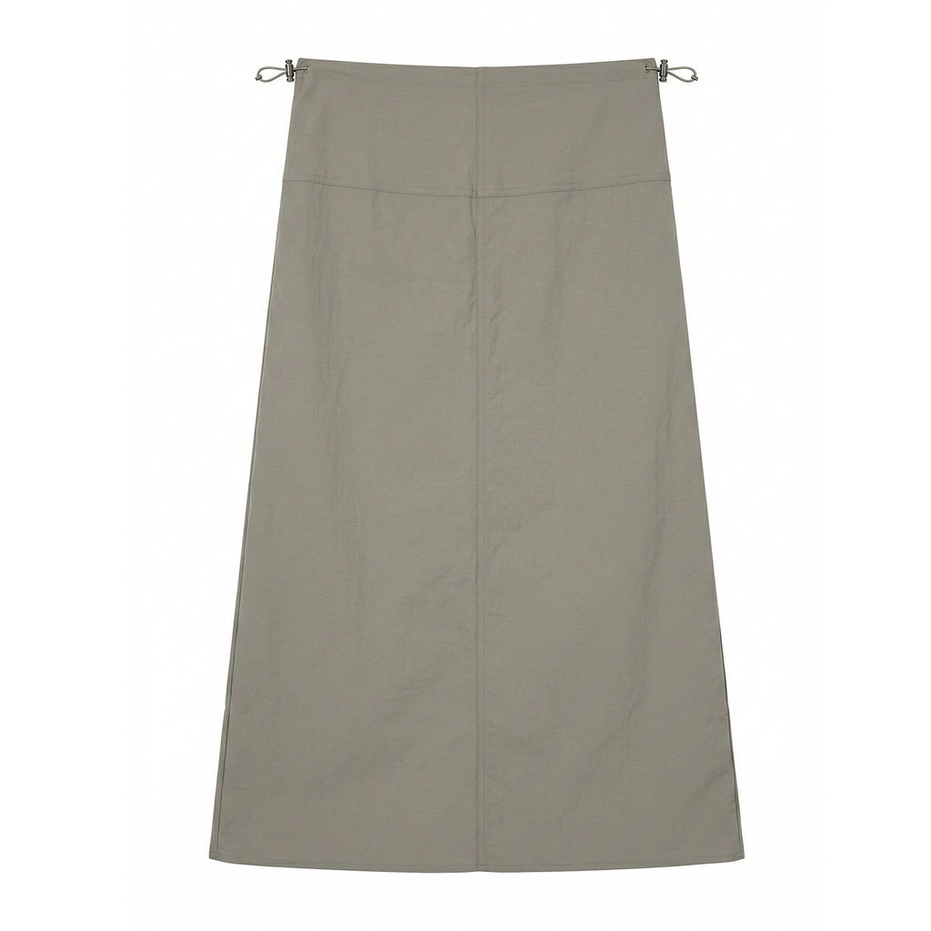 Women's Nylon Drawstring Elastic Waist A-Line Skirt Solid Casual Outdoor Midi Skirt