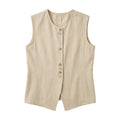 Women's Linen Cotton Blend Sleeveless Vest and Skirt Set Solid Loose 2-Piece Suit