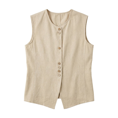 Women's Linen Cotton Blend Sleeveless Vest and Skirt Set Solid Loose 2-Piece Suit