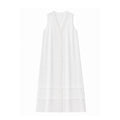 Women's 100% Linen Lace Trim Sleeveless Dress V-Neck Loose Tank Midi Dress