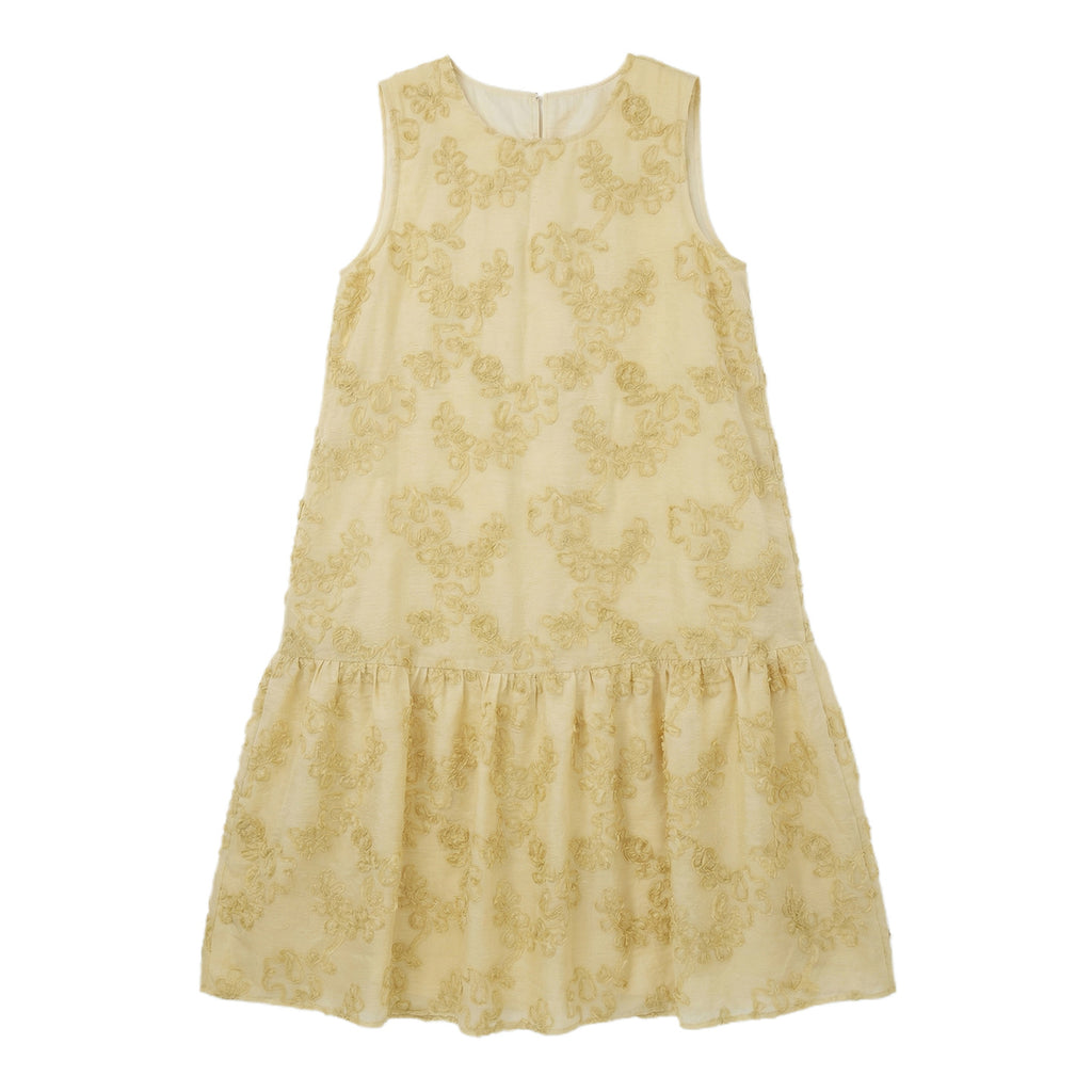 Women's Polyester Embroidered Sleeveless Midi Dress Loose A-Line Smock Dress